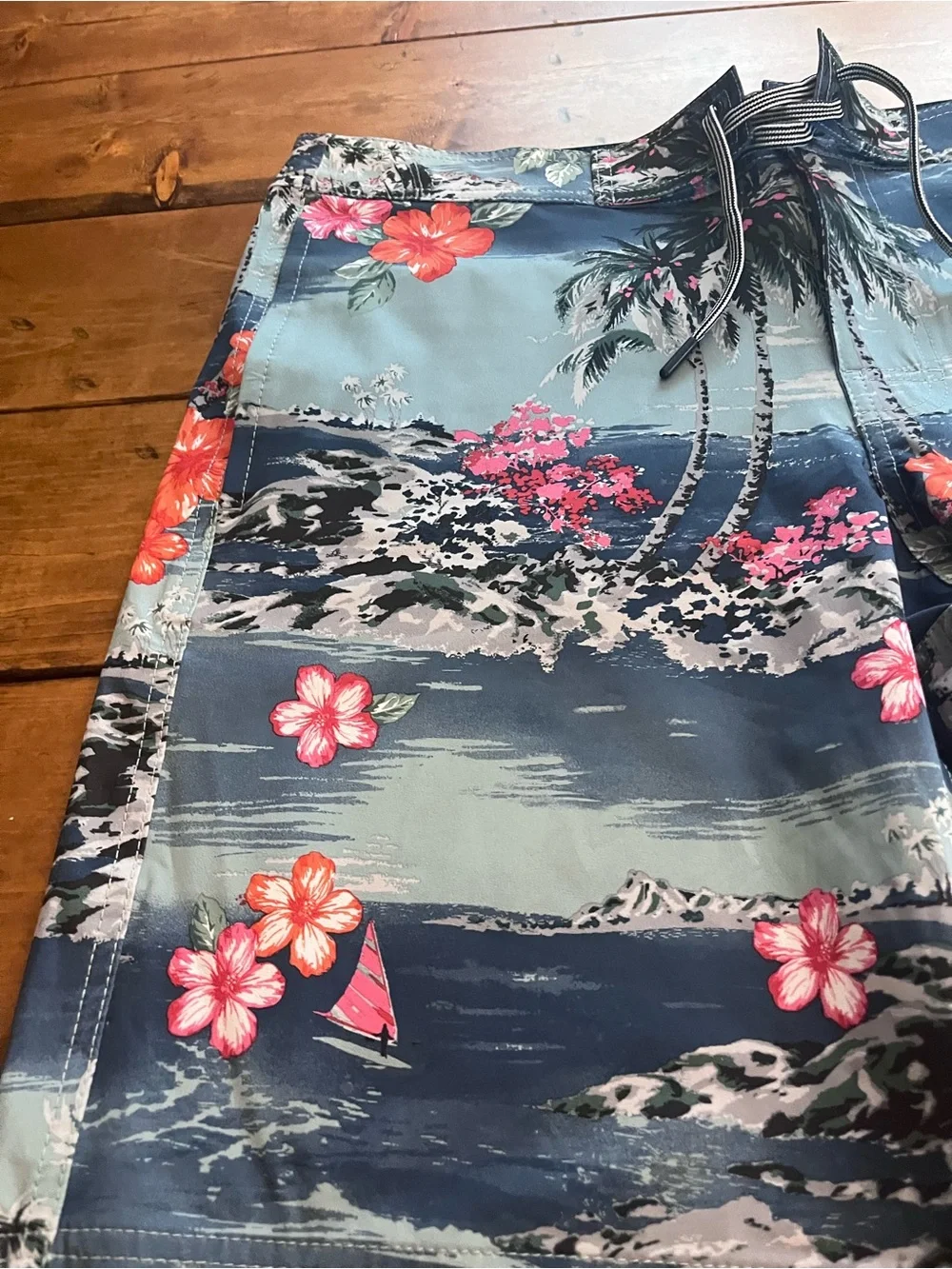 Gap Men's Tropical Palm Print Swim Board Shorts - Blue